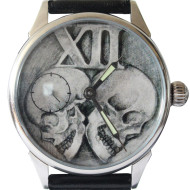 Molnija millésime montre noir transparent poignet gothique avec des crânes