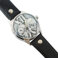 Molnija millésime montre noir transparent poignet gothique avec des crânes