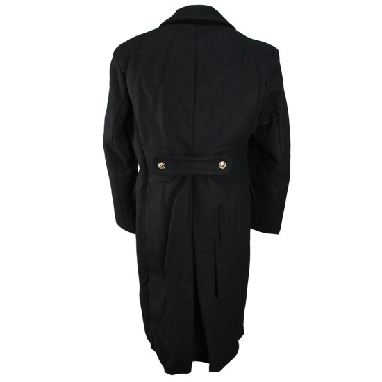 Manteau militaire d'hiver chaud flotte de la marine armée soviétique pardessus long noir en laine véritable