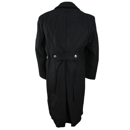 Caldo cappotto militare invernale Navy Fleet Esercito sovietico Cappotto nero lungo in vera lana navale