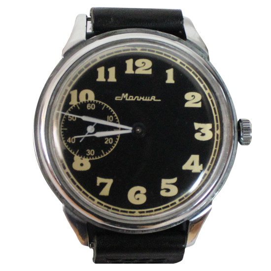 Reloj de pulsera mecánico clásico soviético con esfera negra MOLNIJA