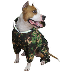 カスタム「タクティカル ドッグ スーツ」 フード付きのカスタム フロッグ カモ ユニフォーム 屋外の光を反射する綿のペット服 犬服