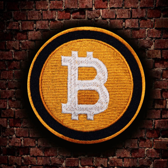 Emblema del logotipo de Bitcoin Cryptocurrency Airsoft bordado hierro-en / parche de velcro