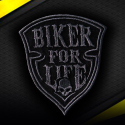 Skull Biker For Life Embroidered Iron-on / Velcro Patch