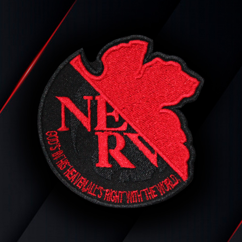 Embroidered NERV patch Sew-on patch Handmade Iron-on embroidery Hook and loop Anime gift patch Sleeve patch