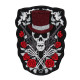 Parche termoadhesivo / velcro bordado a mano de rosas calavera Poker