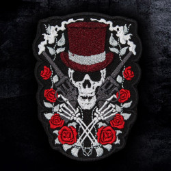 Roses Skull Poker Handmade Embroidered Iron-on / Velcro Patch