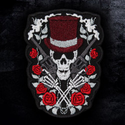 Roses Skull Poker Handgemachter gestickter Aufbügel- / Klettverschluss