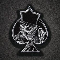 Roses Skull Poker Handmade Embroidered Iron-on / Velcro Patch