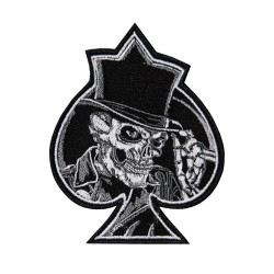 Roses Skull Poker Handmade Embroidered Iron-on / Velcro Patch