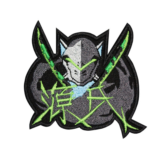 オーバーウォッチゲームロゴ刺繡アイロン/ベルクロパッチ Genji 