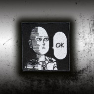 Anime One Punch Man Saitama Poker Face Embroidered Velcro / Iron-on Patch 
