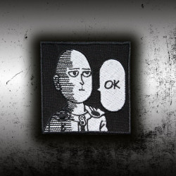 Anime One Punch Man Saitama Poker Face Bordado Velcro / Parche de Hierro