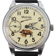 Molnija Hunter Vintage sowjetische Armbanduhr mit Wildschwein