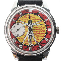Molnija with Vitruvian Man Leonardo Da Vinci Soviet wristwatch