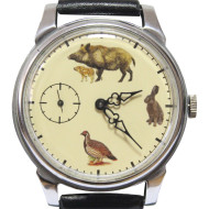 Reloj de pulsera soviético vintage Molniya Hunters con animales