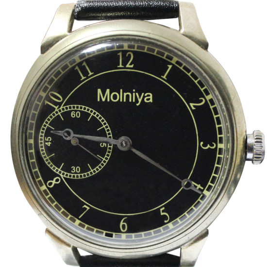 Montre-bracelet mécanique soviétique MOLNIYA export noir en option dos transparent