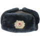 Vintage Soviet Army Blue hat Officer's Earflap Warm Winter Ushanka Genuine Military trapper hat