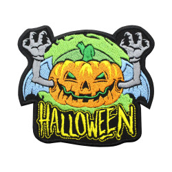 Halloween Ghost Pumpkin Embroidered Velcro / Iron-on Sleeve Patch 3