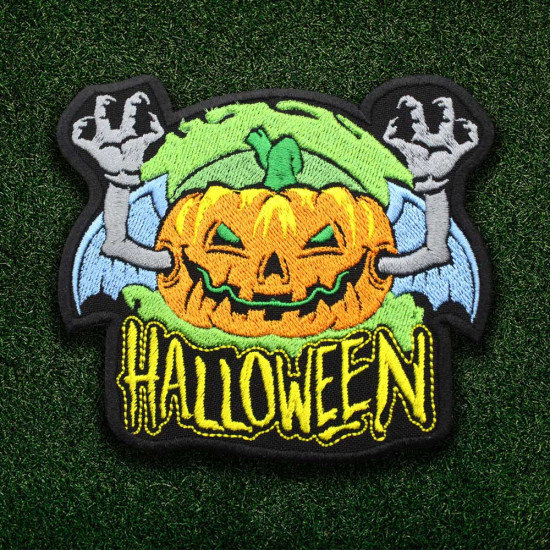 Halloween Ghost Pumpkin Embroidered Velcro / Iron-on Sleeve Patch 3