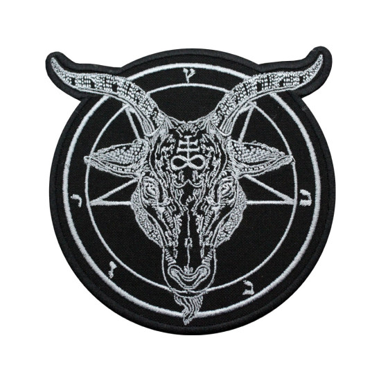 Parche de manga con velcro / termoadhesivo bordado Hell Satanic Goat