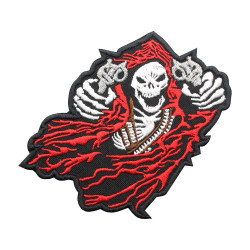 Deathgun Run and Shoot Skeleton Embroidered Iron-on / Velcro Sleeve Patch