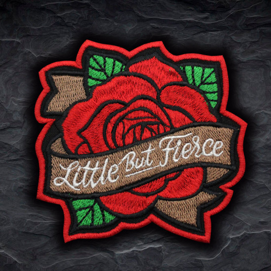 Little but Fierce Rose Embroidered Iron-on / Velcro Sleeve Patch