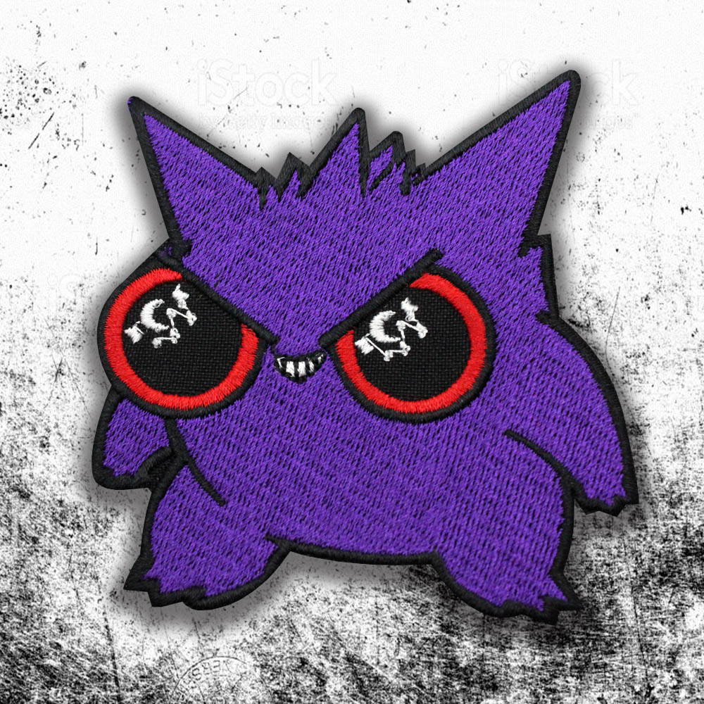 Anime Pokemon Gengar Logo Embroidered Iron-on / Velcro Sleeve Patch