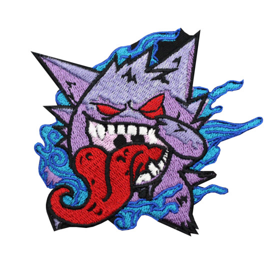 Anime Pokemon Gengar Logo Embroidered Iron-on / Velcro Sleeve Patch