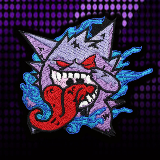 Anime Pokemon Gengar Logo Embroidered Iron-on / Velcro Sleeve Patch