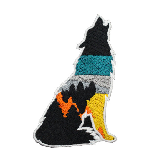 Wolf Howling at the Full Moon Embroidered Iron on Patches for