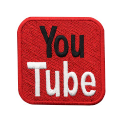Toppa termoadesiva/velcro sulla manica con logo YouTube ricamato