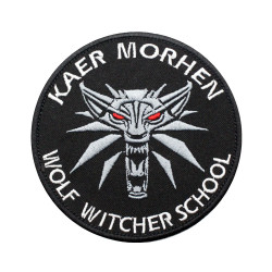 Wolf Witcher School Kaer Morgen besticktes Bügelbild / Ärmelaufnäher mit Klettverschluss