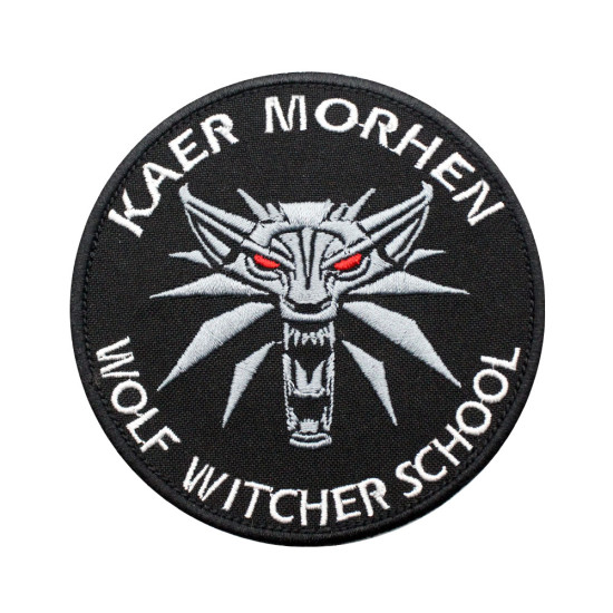 Wolf Witcher School Kaer Morgen Embroidered Iron-on / Velcro Sleeve Patch