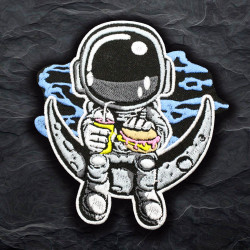 Mini-Kosmonaut niedlicher Raumfahrer besticktes Bügelbild / Ärmelaufnäher mit Klettverschluss