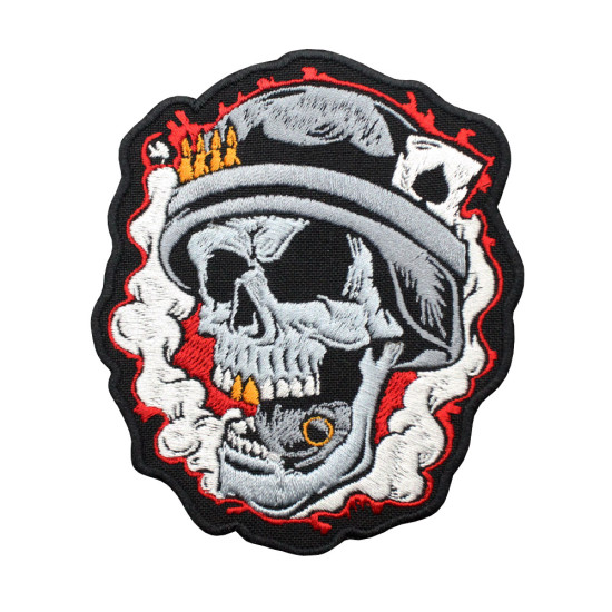 Skull Sodier of Fortune Embroidered Iron-on / Velcro Sleeve Patch 