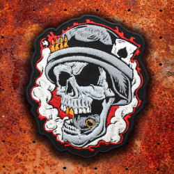 Skull Sodier of Fortune Embroidered Iron-on / Velcro Sleeve Patch 