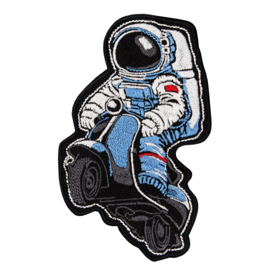 Astronaut auf Bike Space Bestickter Bügel- / Klettverschluss
