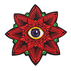Evil Flower Eye Halloween Embroidered Iron-on / Velcro Sleeve Patch 