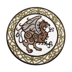 Toppa termoadesiva/velcro ricamata con nodo del drago celtico della mitologia