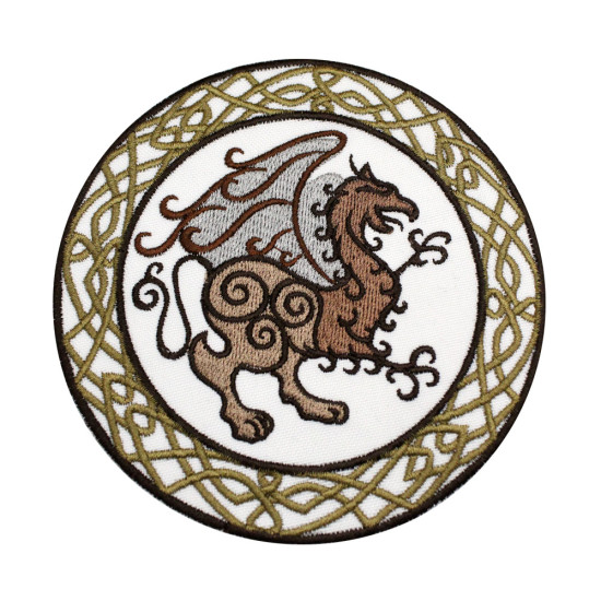 Mythology Celtic Dragon Knot Embroidered Iron-on / Velcro Sleeve Patch 