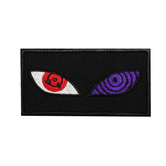 Sharingan und Rinnegan Naruto besticktes Bügelbild / Ärmelaufnäher mit Klettverschluss