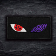 Sharingan und Rinnegan Naruto besticktes Bügelbild / Ärmelaufnäher mit Klettverschluss