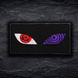 Sharingan und Rinnegan Naruto besticktes Bügelbild / Ärmelaufnäher mit Klettverschluss