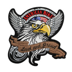American Bikers "Loud and proud" Eagle Embroidered Iron-on / Velcro Sleeve Patch 
