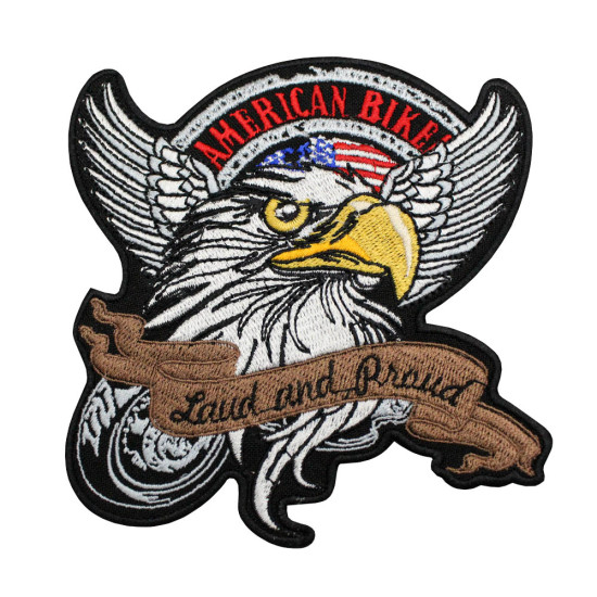 アメリカのバイカー「大声で誇りに思う」イーグル刺繡アイアンオン/ベルクロスリーブパッチ