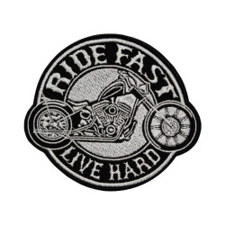 Ride Fast - Live Hard Biker Embroidered Iron-on / Velcro Patch