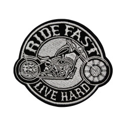 Ride Fast - Patch thermocollant / velcro brodé Live Hard Biker