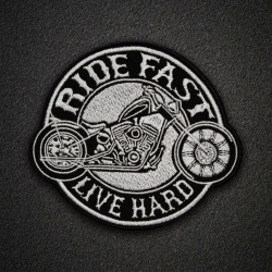 Ride Fast - Toppa termoadesiva / velcro ricamata Live Hard Biker