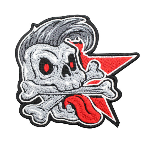 Rock N' Roll Skull of Anarchy Embroidered Iron-on / Velcro Sleeve Patch 